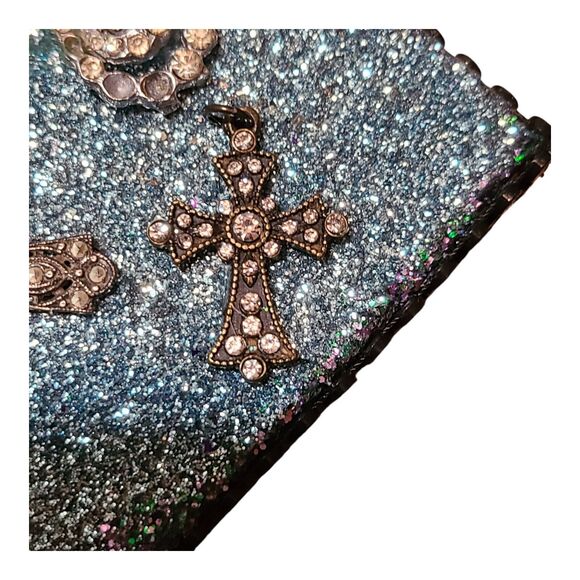 Handmade Rhinestones Silver Cross Pendants One Of A Kind Gift Or Trinket Box - Picture 7 of 11